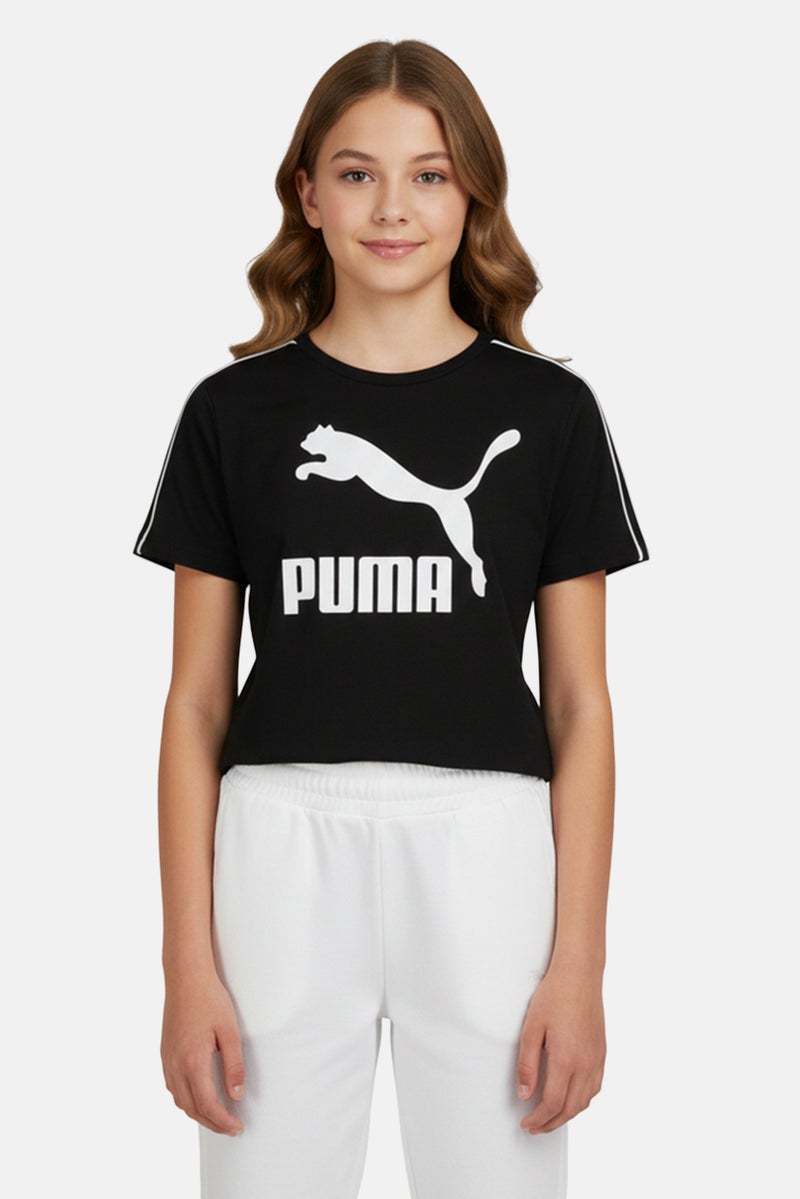 PUMA Kids Girl Sportswear Fit Short Sleeve Training T Shirt, Black - Image 1