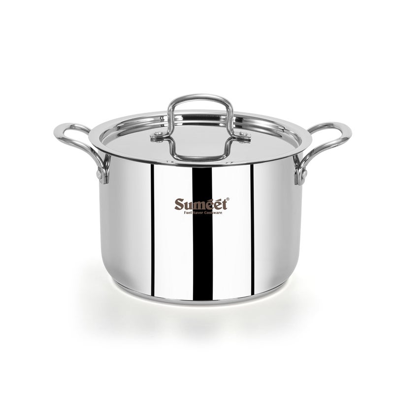 Sumeet ISI Certified Stainless Steel Casserole Handi/Stock Pot/Biryani Pot/Dutch Oven with Steel Lid - Even Heat, Cook-N-Serve, Gas and Induction Friendly, 20Cm, 4.2Ltr, Silver - Image 1