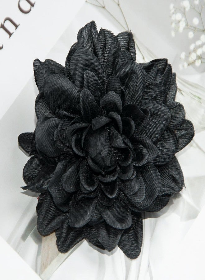 Giftmeet Black Silk Dahlia Artificial Flowers Bulk, 20 Pcs 3.15 Inch Faux Dahlia Flower Heads for DIY Craft, Floral Arrangement, Home Kitchen, Hair Clip Accessories - Image 3