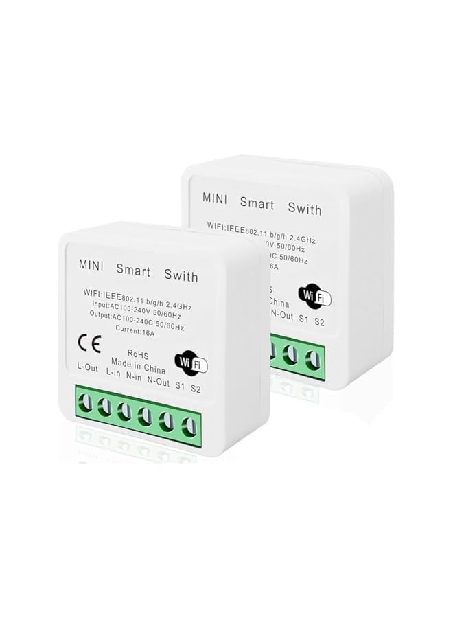 promass Homekit Smart WiFi Relay Switch, Mini Smart Wireless Relay, Electric Outlet Timer, Voice Control, (2PCS) - Image 1