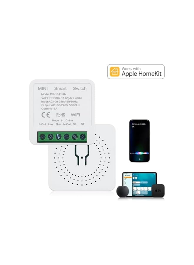 promass Homekit Smart WiFi Relay Switch, Mini Smart Wireless Relay, Electric Outlet Timer, Voice Control, (2PCS) - Image 4