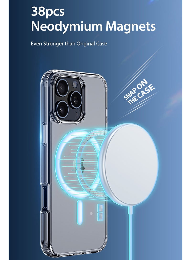 دبليو تيك غطاء مغناطيسي ممتاز لآيفون 16 برو 2024 ، غطاء هاتف خلفي شفاف نحيف ومرن TPU مقاوم للصدمات - شفاف - Image 5