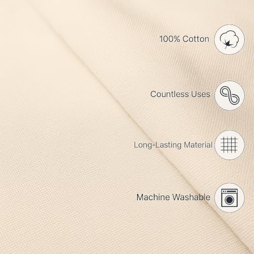 Bhoomi Impex Ivory Satin Band Napkins, 100% Cotton Dinner Napkins - Ideal for Grand Events & Regular Home Use, Soft, Durable Hotel Quality Napkin - 'Royal Collection' (22" X 22") Inch (Ivory, 4 Pack) - Image 2
