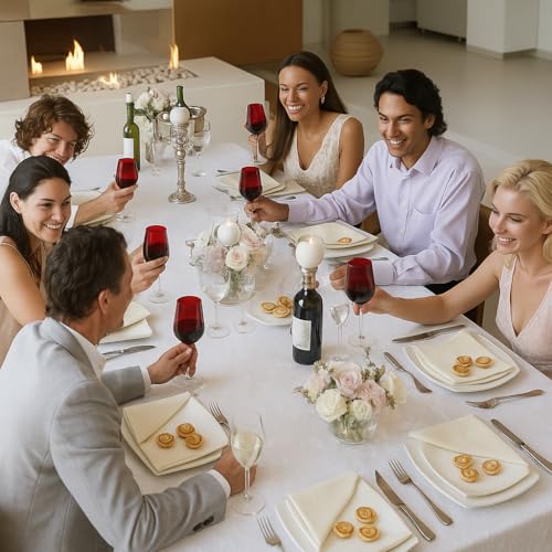 Bhoomi Impex Ivory Satin Band Napkins, 100% Cotton Dinner Napkins - Ideal for Grand Events & Regular Home Use, Soft, Durable Hotel Quality Napkin - 'Royal Collection' (22" X 22") Inch (Ivory, 4 Pack) - Image 5