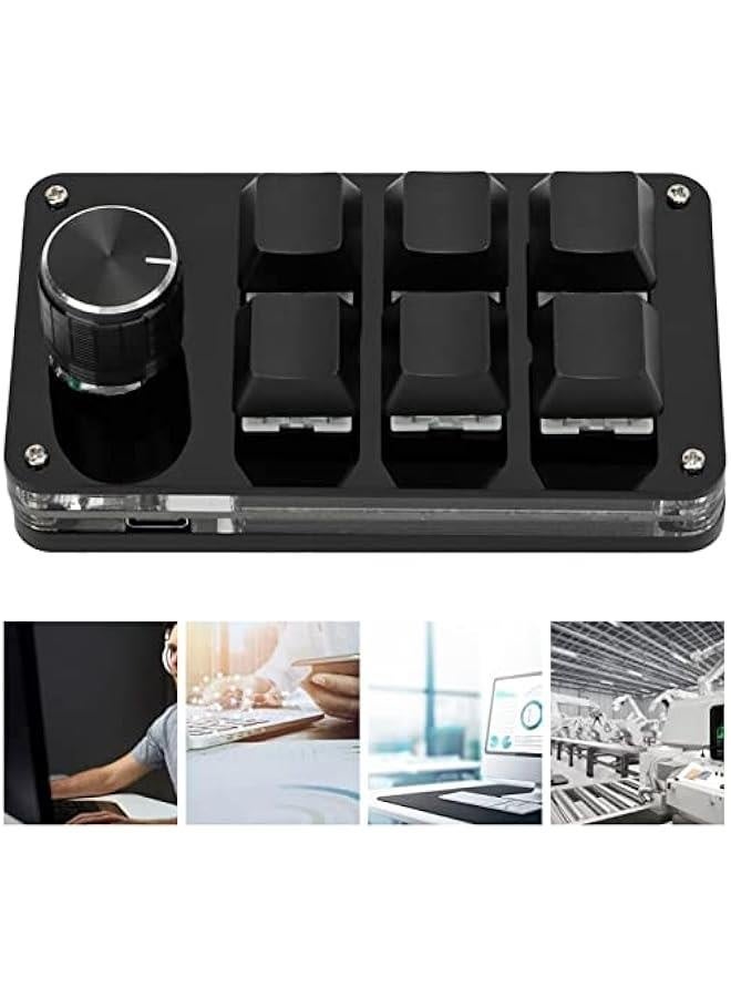 Mini Macro Mechanical Keyboard, Blue Switch 6 Key Fully Programmable Keyboard with Knob, Mini Shortcut Gaming Keypad, One Handed Mechanical Keyboard, C USB Wired (Black) - Image 5