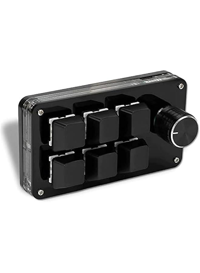 Mini Macro Mechanical Keyboard, Blue Switch 6 Key Fully Programmable Keyboard with Knob, Mini Shortcut Gaming Keypad, One Handed Mechanical Keyboard, C USB Wired (Black) - Image 1