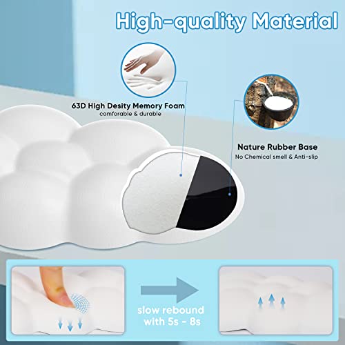 Sushret Cloud Wrist Rest Keyboard, White Cloud Palm Rest with PU Leather Memory Foam Cute Keyboard Rest for Wrist Support and Arm Rest, Desk Cloud Wrist Pad for PC Gaming/Hand Cushion/Computer/Office - Image 4