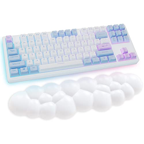 Sushret Cloud Wrist Rest Keyboard, White Cloud Palm Rest with PU Leather Memory Foam Cute Keyboard Rest for Wrist Support and Arm Rest, Desk Cloud Wrist Pad for PC Gaming/Hand Cushion/Computer/Office - Image 1