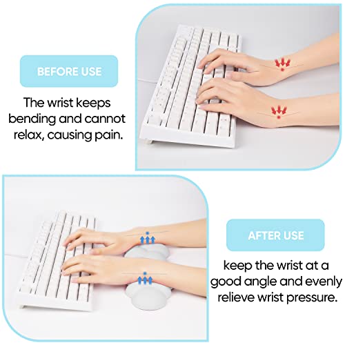 Sushret Cloud Wrist Rest Keyboard, White Cloud Palm Rest with PU Leather Memory Foam Cute Keyboard Rest for Wrist Support and Arm Rest, Desk Cloud Wrist Pad for PC Gaming/Hand Cushion/Computer/Office - Image 3