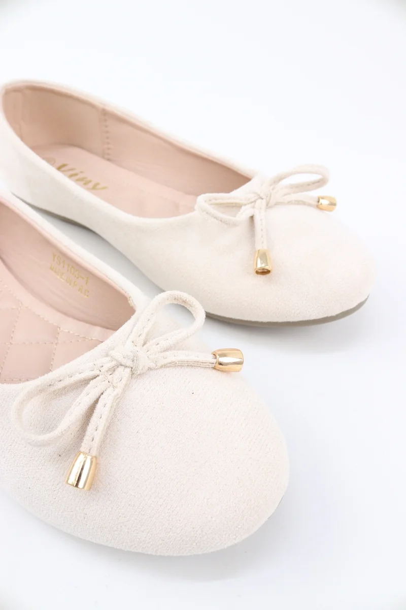 Viny BEIGE VINY Women's Cushioned Ballet Flats – Lightweight Slip-On Flat Shoes, Comfortable Everyday Walking & Office Ballerina Shoes with Soft Support Insole for Women | Best Price UAE