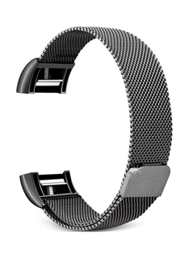 NIBEMINENT Smart Watch Stainless Steel Wrist Strap Watchband for FITBIT Charge 2 Black - Image 1