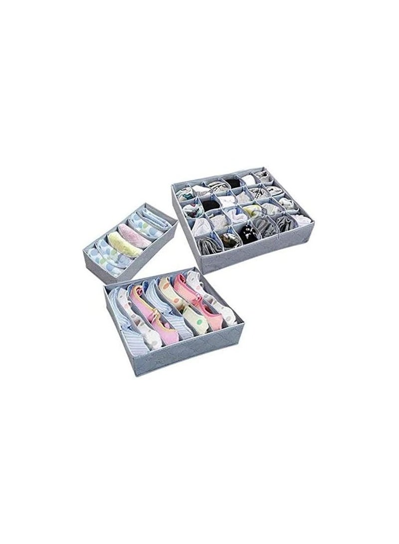 Cool Baby COOLBABY Underwear Bra Organizer Storage Box 3 Sizes Grey Drawer Closet Organizers Boxes For Underwear Scarf Socks Organiser - Image 2