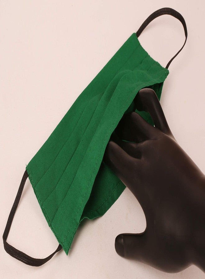 Touchstone anti pollution smog smoke cold cough protective face masks Soft cotton Reusable Washable Handcrafted Double Layer Fabric for women, men. (Pack of 3). Solid Green - Image 4