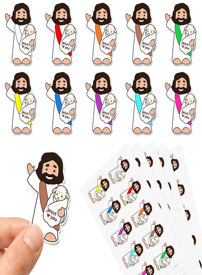 YYDESN 100PCS Jesus Loves You Stickers for Kids, Christian Reward Stickers 1.6 Inch Waterproof, Sunday School Classroom Teacher Supplies, Bible Church Party Favors, Goodie Bag Fillers - Image 1