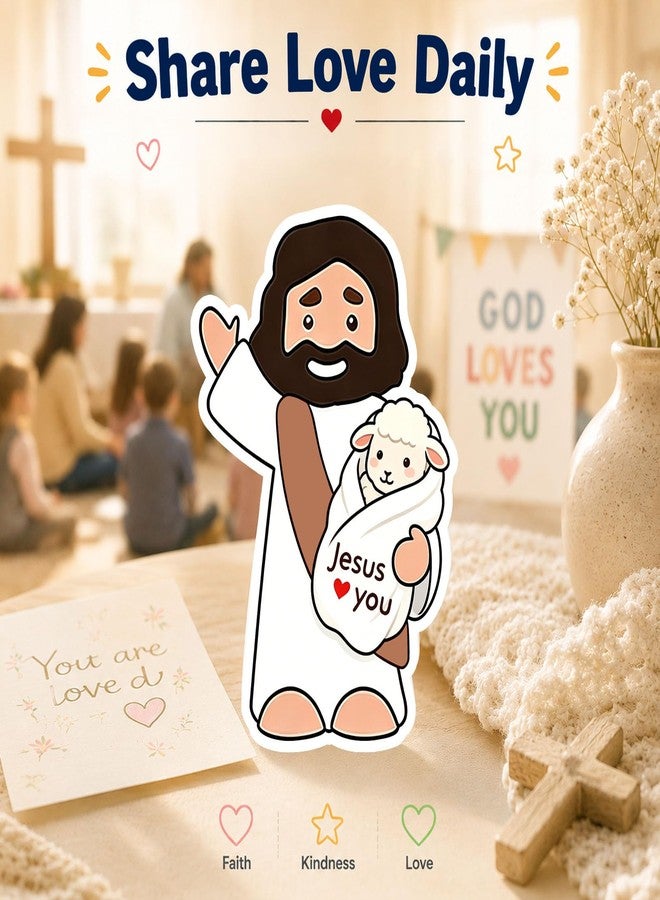 YYDESN 100PCS Jesus Loves You Stickers for Kids, Christian Reward Stickers 1.6 Inch Waterproof, Sunday School Classroom Teacher Supplies, Bible Church Party Favors, Goodie Bag Fillers - Image 4