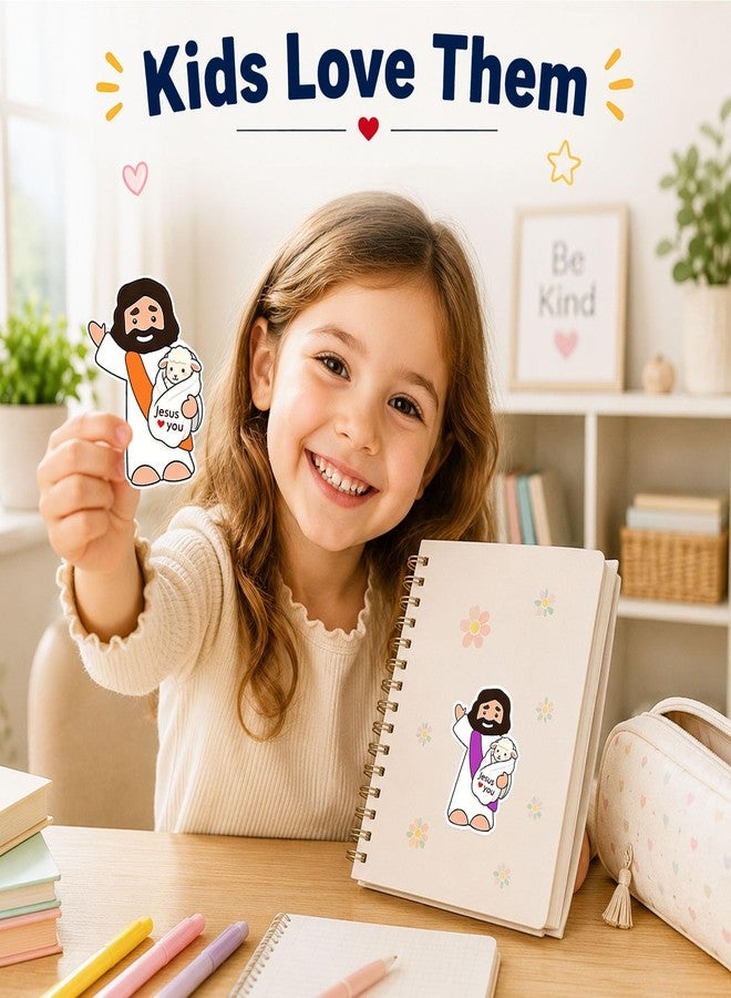 YYDESN 100PCS Jesus Loves You Stickers for Kids, Christian Reward Stickers 1.6 Inch Waterproof, Sunday School Classroom Teacher Supplies, Bible Church Party Favors, Goodie Bag Fillers - Image 2