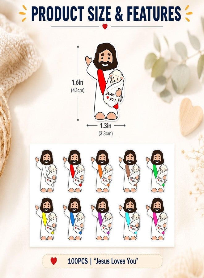YYDESN 100PCS Jesus Loves You Stickers for Kids, Christian Reward Stickers 1.6 Inch Waterproof, Sunday School Classroom Teacher Supplies, Bible Church Party Favors, Goodie Bag Fillers - Image 5