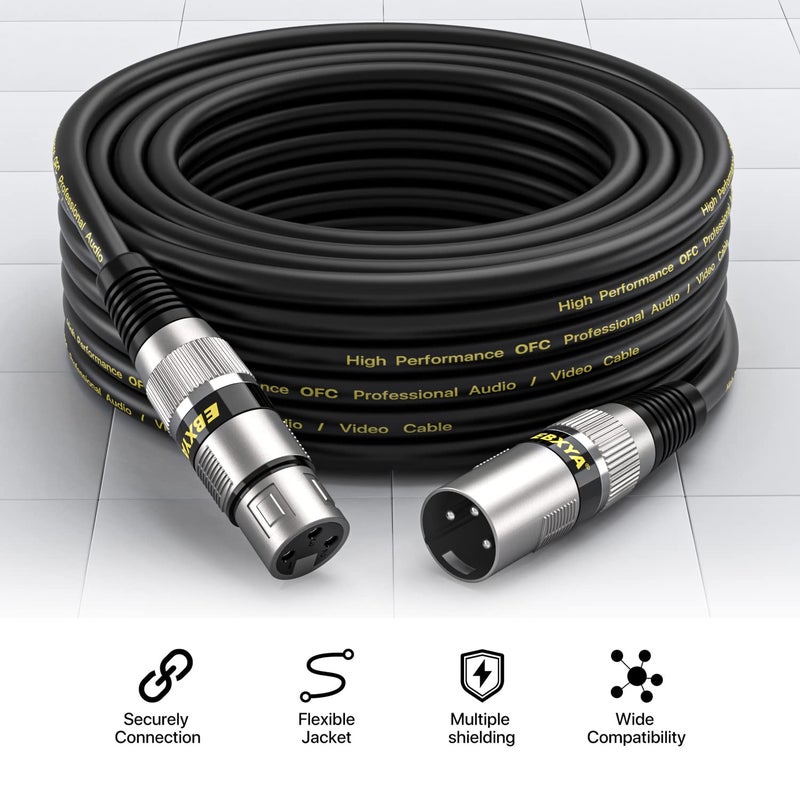 EBXYA 35ft XLR Cable 2 Pack - Premium Balanced XLR Microphone Cables with 3-Pin XLR Male to Female DMX Cable - Image 3