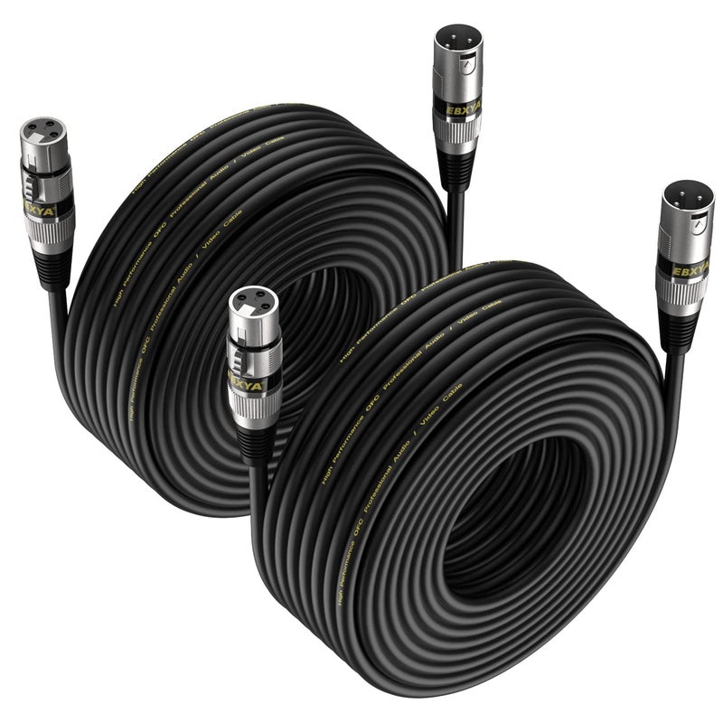 EBXYA 35ft XLR Cable 2 Pack - Premium Balanced XLR Microphone Cables with 3-Pin XLR Male to Female DMX Cable - Image 1