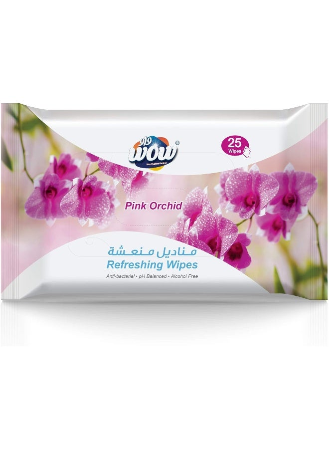 WOW Pink Orchid Refreshing Wipes - 25 Count - Image 1