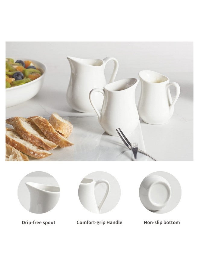 Gurygo عبوة من قطعتين من إبريق الكريمة الصغير الكلاسيكي المصنوع من السيراميك الأبيض سعة 4 أونصات مع مقبض - إبريق حليب صغير من البورسلين الفاخر - وعاء كريمة سيراميك للقهوة والحليب والصلصات والسلطة والميكروويف والفريزر - Image 4