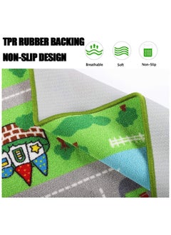 HQ-GAMING Kids Rug Educational Play Rug Traffic Road Kids Play Car Mat Large Learning Play Game Area Rug Kids Carpet for Playroom Living Room Nursery Room Decor (A, 80 * 120cm)  - Image 2