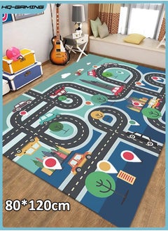 HQ-GAMING Kids Rug Educational Play Rug Traffic Road Kids Play Car Mat Large Learning Play Game Area Rug Kids Carpet for Playroom Living Room Nursery Room Decor (A, 80 * 120cm)  - Image 1