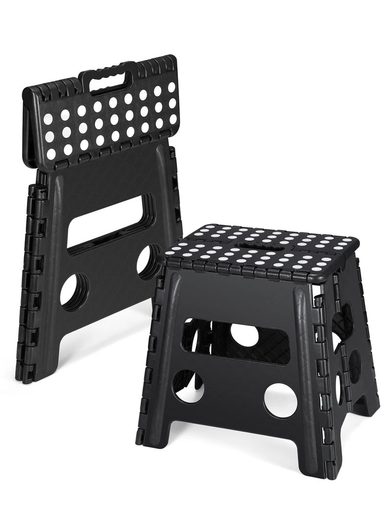 Dyforce Folding Step Stool 13 Heavy Duty Step Stools for Adults and Kids Compact Foot Stools LightWeight Toddler Foldable Step Stool for Kitchen Bathroom Holds Up to 300 lbs Black