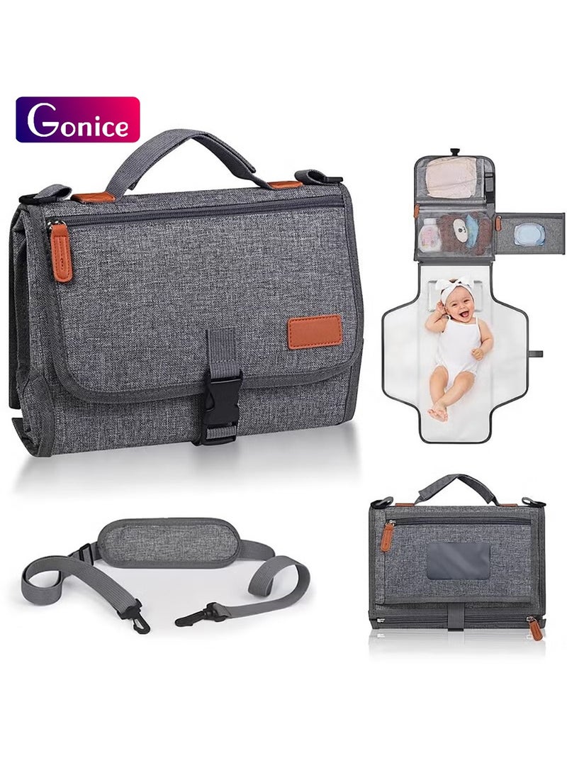 جونيس وسادة تغيير حفاضات محمولة مع حزام كتف - حفاضات مقاومة للماء حصيرة تغيير طقم الطفل - وشملت جيب المناديل الذكية - Image 1