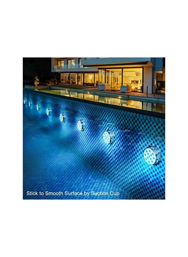 erorex - LOFTEK Submersible LED Lights with Remote RF(164ft),Full Waterproof Pool Lights for Inground Pool with Magnets, Suction Cups,3.35” Color Changing Underwater Lights for Ponds Battery Operated (4 Packs) - Image 1