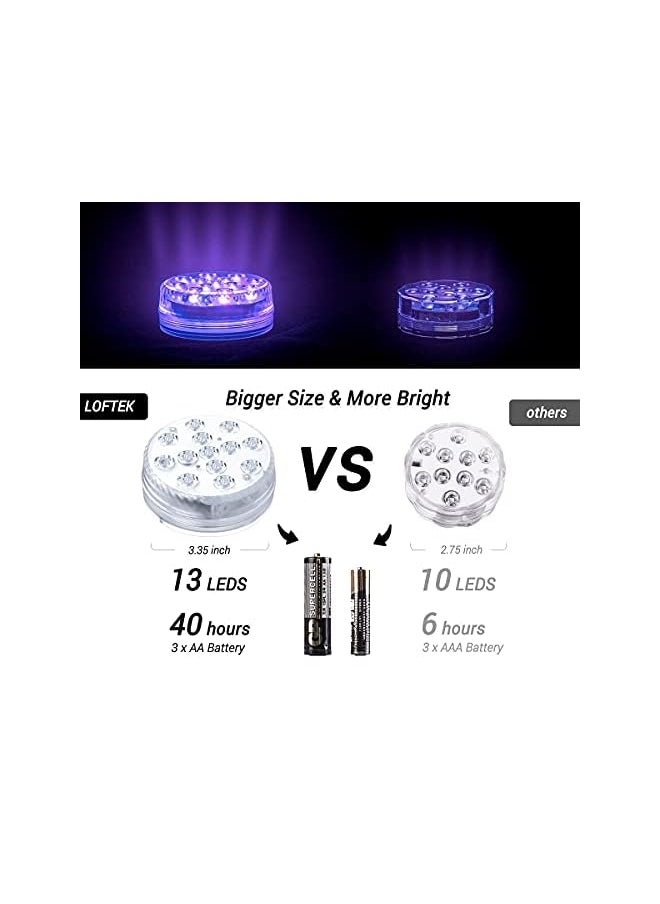 erorex - LOFTEK Submersible LED Lights with Remote RF(164ft),Full Waterproof Pool Lights for Inground Pool with Magnets, Suction Cups,3.35” Color Changing Underwater Lights for Ponds Battery Operated (4 Packs) - Image 1