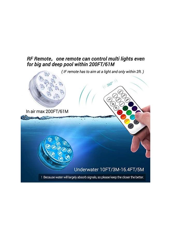 erorex - LOFTEK Submersible LED Lights with Remote RF(164ft),Full Waterproof Pool Lights for Inground Pool with Magnets, Suction Cups,3.35” Color Changing Underwater Lights for Ponds Battery Operated (4 Packs) - Image 1