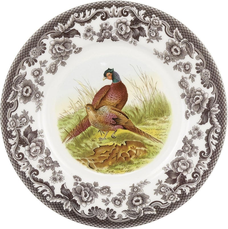 Spode Woodland Luncheon Plate Pheasant Design  9 Plate for Thanksgiving  Special Occasions Fine Earthenware Dishwasher  Microwave Safe Excellent for Fall Entertaining  Holiday Dinnerware Set - Image 1