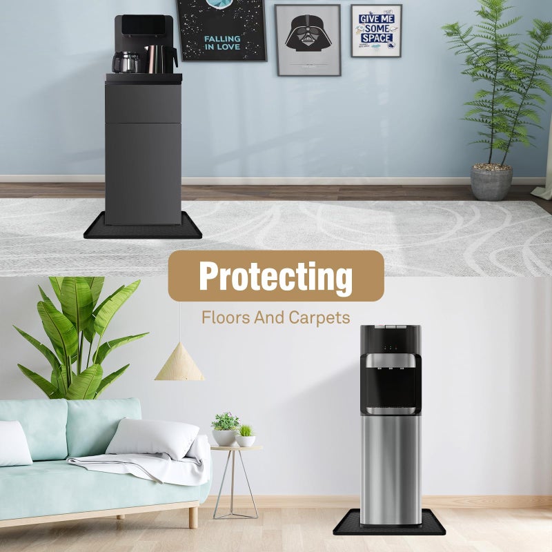 HALAGAS Water Cooler Mat - (22" x 19") Non-Slip Water Cooler Mat with Raised Edge for Foor Protector, Under Water Dispenser Mat Used for Bedrooms, Kitchens,Offices, Bars (Black) - Image 4