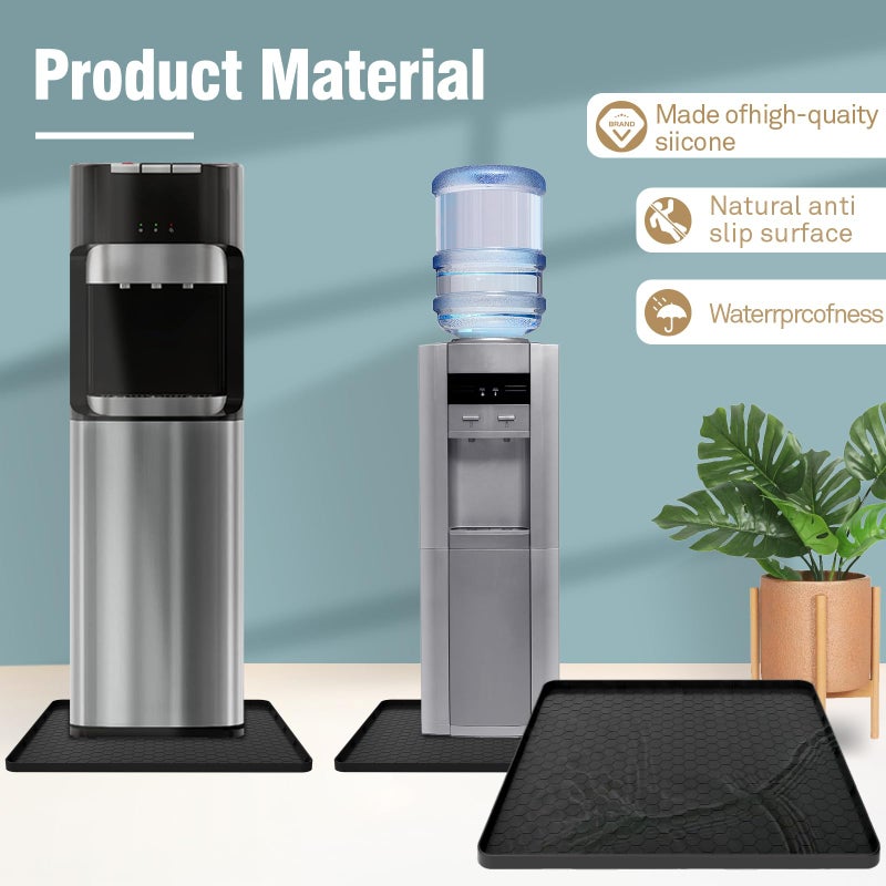 HALAGAS Water Cooler Mat - (22" x 19") Non-Slip Water Cooler Mat with Raised Edge for Foor Protector, Under Water Dispenser Mat Used for Bedrooms, Kitchens,Offices, Bars (Black) - Image 5