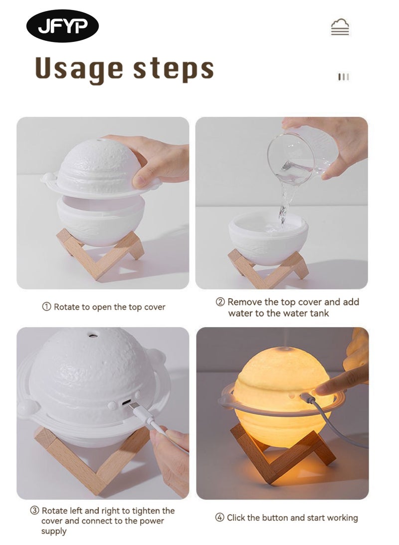 JFYP Saturn Fun USB Humidifier Essential Oil Aromatherapy Machine Desktop Night Light Ornaments Children's Sleeping Light Mini Silent Suitable for Office Furniture Decoration Children's Room Party - Image 5