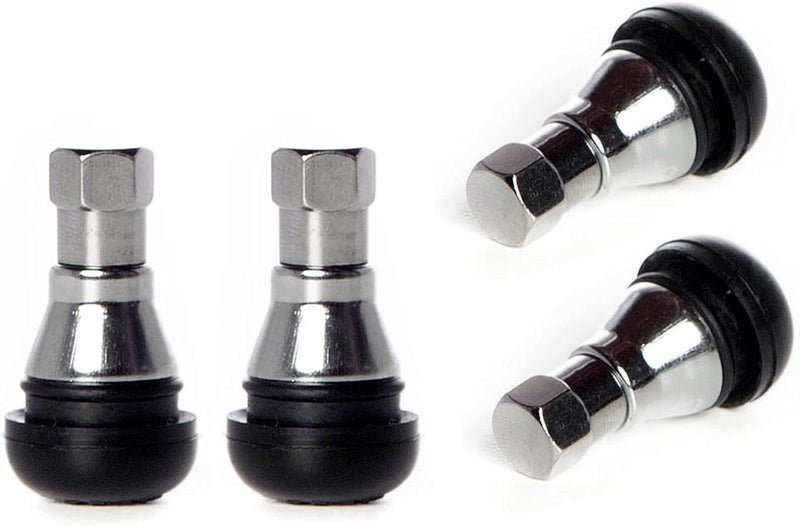 Circuit Performance Shorty Chrome Valve Stems TR412 TR-412 22mm Low Profile (Set of 4) - Image 1