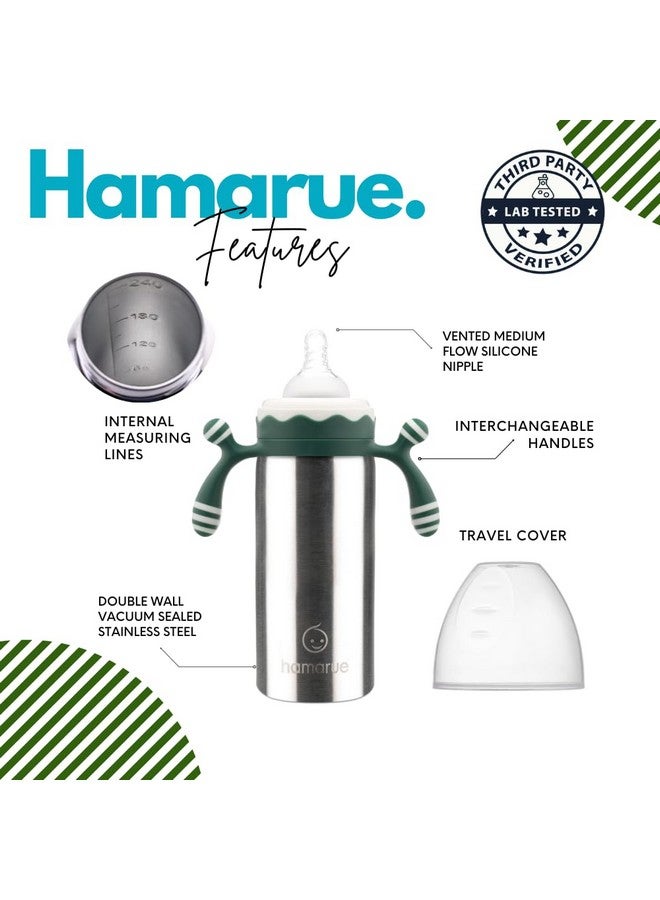 Hamarue 3-in-1 Deluxe Stainless Steel Sippy Cup for Babies and Toddlers | Non-Toxic Plastic Free Liquid Transfer | Straw Baby Cup & Bottle | Leak Proof Insulated (Green, 6 oz) - Image 2
