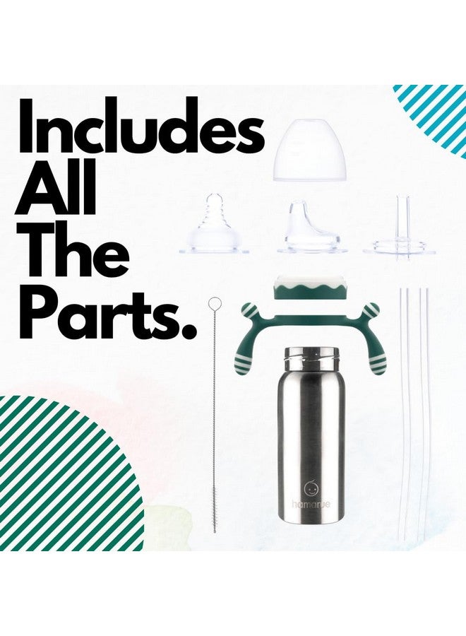 Hamarue 3-in-1 Deluxe Stainless Steel Sippy Cup for Babies and Toddlers | Non-Toxic Plastic Free Liquid Transfer | Straw Baby Cup & Bottle | Leak Proof Insulated (Green, 6 oz) - Image 5