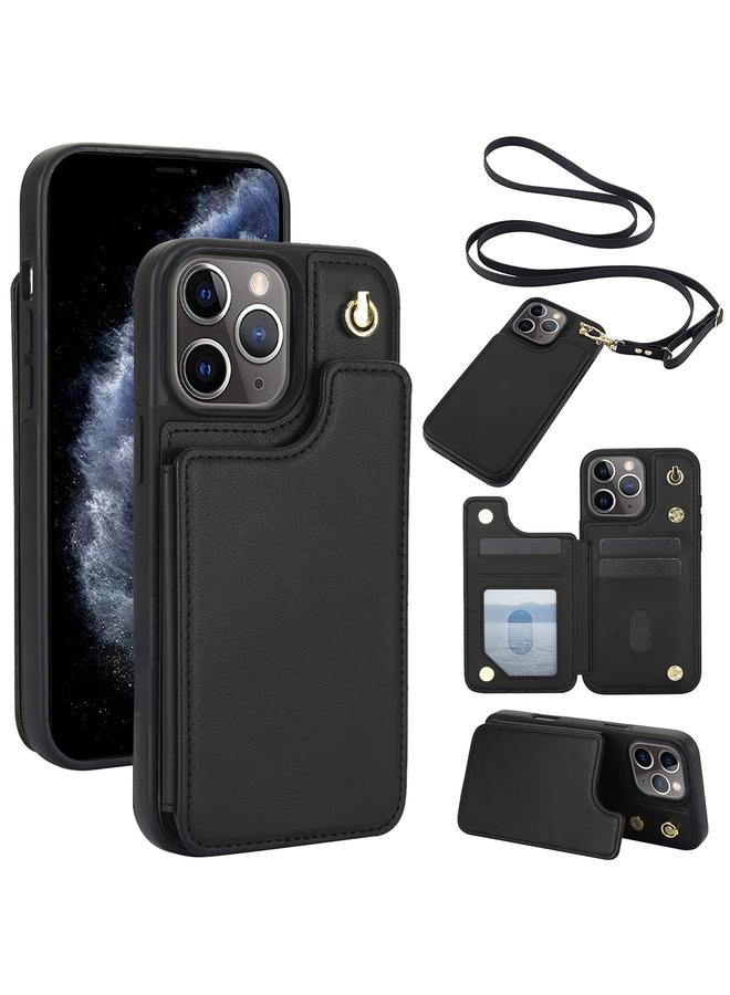 زبون جراب هاتف iPhone 11 Pro Max Crossbody بمشبك مزدوج ومحفظة من الجلد - Image 1