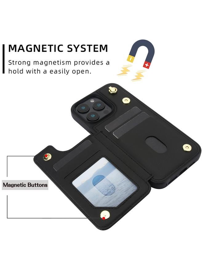 زبون جراب هاتف iPhone 11 Pro Max Crossbody بمشبك مزدوج ومحفظة من الجلد - Image 4