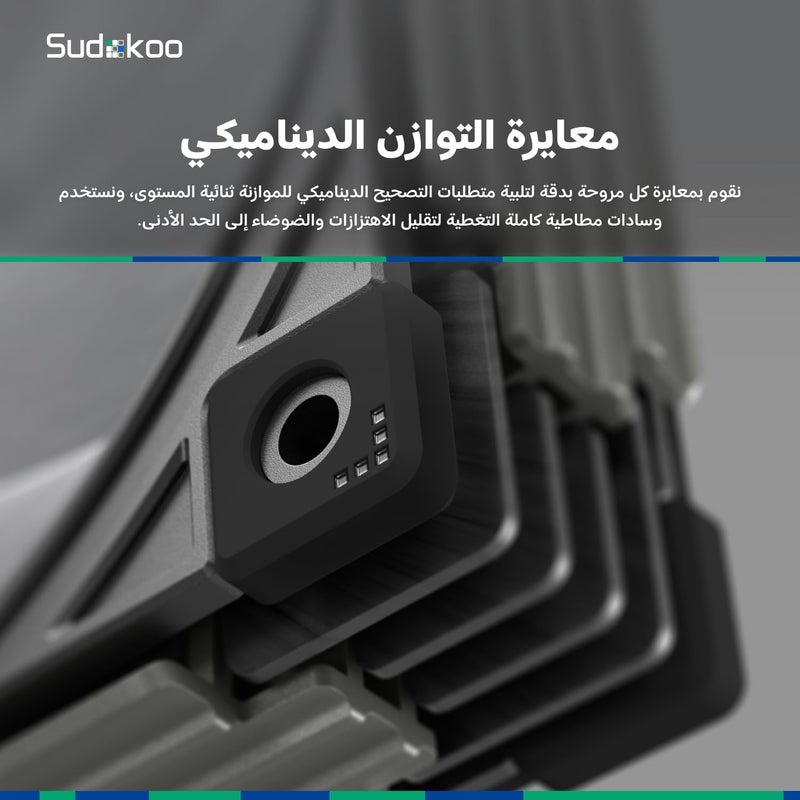 مروحة حالة الكمبيوتر MACH140، قطر 140 مم، تقنية PWM للتبريد الهادئ، سمك 30 مم، محرك كمبيوتر عالي السرعة من نوع LCP بسرعة دوران تتراوح بين 500 و2200 دورة في الدقيقة، تصحيح لعدم التوازن الديناميكي، ضمان لمدة 6 سنوات. - Image 5