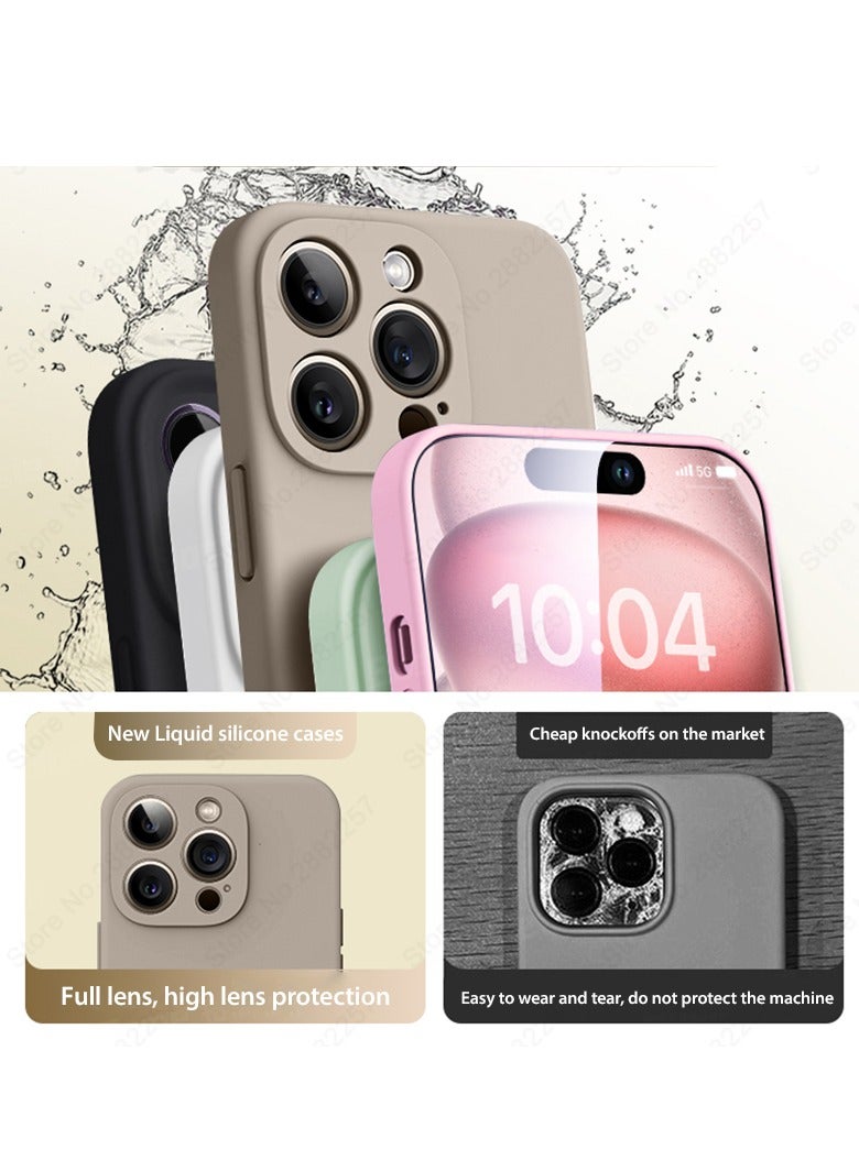 AROAQ Iphone Silicon Case, Silky-soft Touch Full-body Protective Phone Case, Luxury Original Liquid Silicone Case Mention For Iphone 15 Pro Max, 15 Plus, Pro, ( Light Blue ) - Image 3