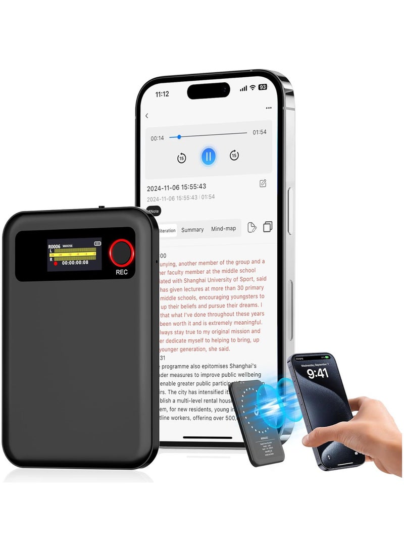 KADIP AI Voice Recorder with Transcription Summarize - Magnetic Note Audio Recording Device with Playback for Phone Calls Lectures Meetings Interviews, APP Control Support 104 Languages Noise Reduction 64GB Memory - Image 1