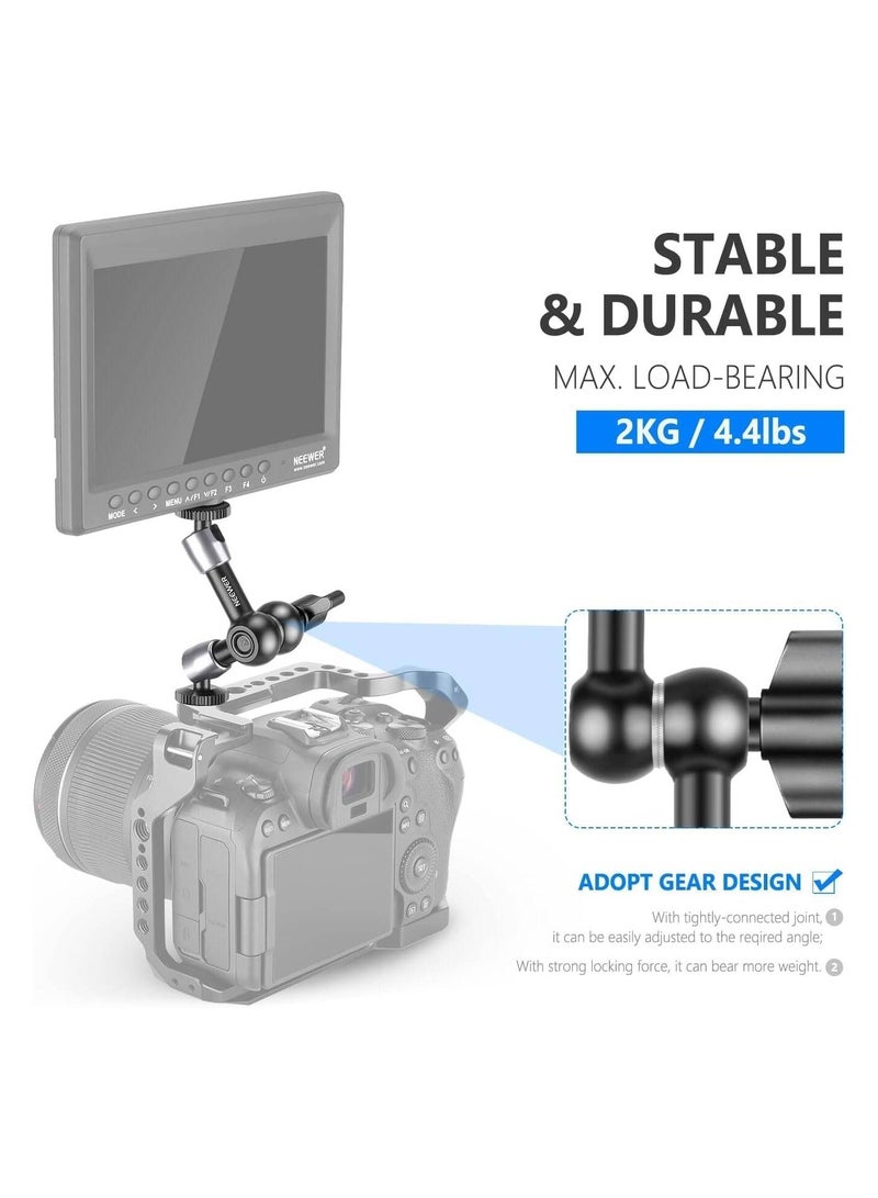 Neewer 5.9"/15cm Adjustable Articulating Friction Magic Arm with Dual 1/4" Threaded Ball Heads Compatible with SmallRig Cage, Flash/LED Light/Microphone/Monitor/Super Clamp, Max Load 4.4lb/2kg (ST15) - Image 5