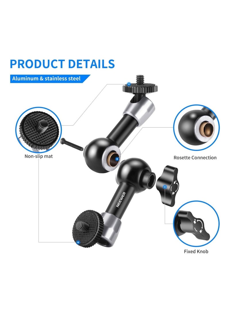 Neewer 5.9"/15cm Adjustable Articulating Friction Magic Arm with Dual 1/4" Threaded Ball Heads Compatible with SmallRig Cage, Flash/LED Light/Microphone/Monitor/Super Clamp, Max Load 4.4lb/2kg (ST15) - Image 3