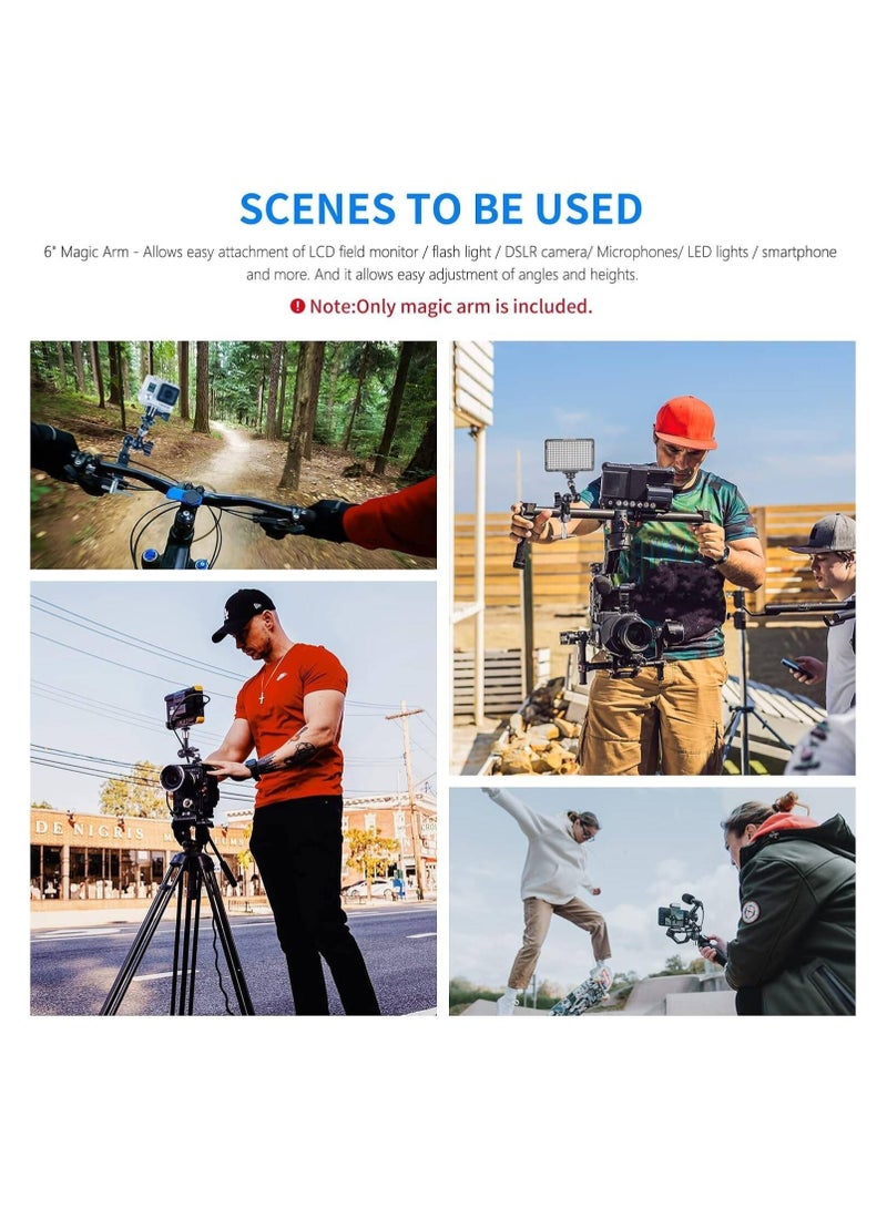 Neewer 5.9"/15cm Adjustable Articulating Friction Magic Arm with Dual 1/4" Threaded Ball Heads Compatible with SmallRig Cage, Flash/LED Light/Microphone/Monitor/Super Clamp, Max Load 4.4lb/2kg (ST15) - Image 2