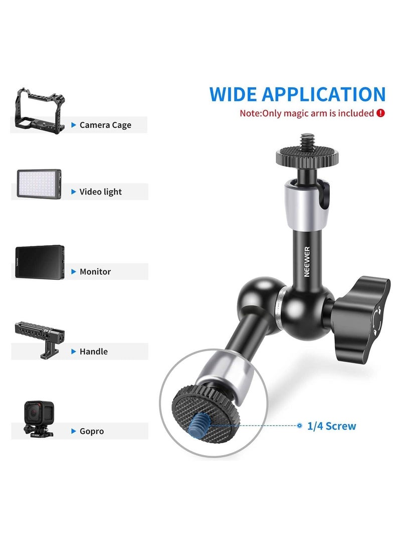 Neewer 5.9"/15cm Adjustable Articulating Friction Magic Arm with Dual 1/4" Threaded Ball Heads Compatible with SmallRig Cage, Flash/LED Light/Microphone/Monitor/Super Clamp, Max Load 4.4lb/2kg (ST15) - Image 4