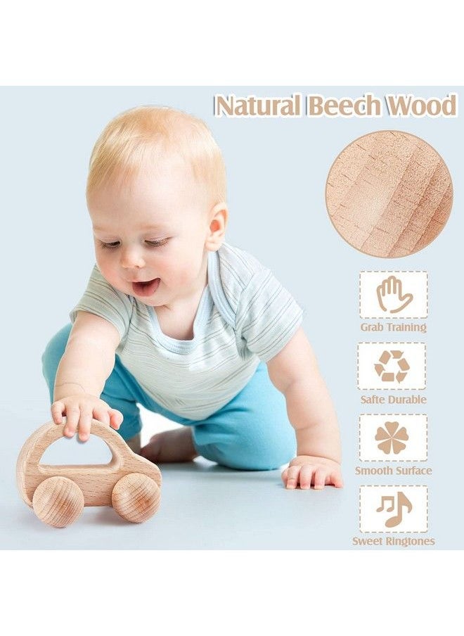Zhanmai 5 Pieces Wooden Baby Toys Wooden Toys For Babies 0 6 12 Months Wood Toys Rattles With Bells Montessori Wood Baby Push Car Wooden Newborn Toy For Infant Boys And Girls Gifts  - Image 5