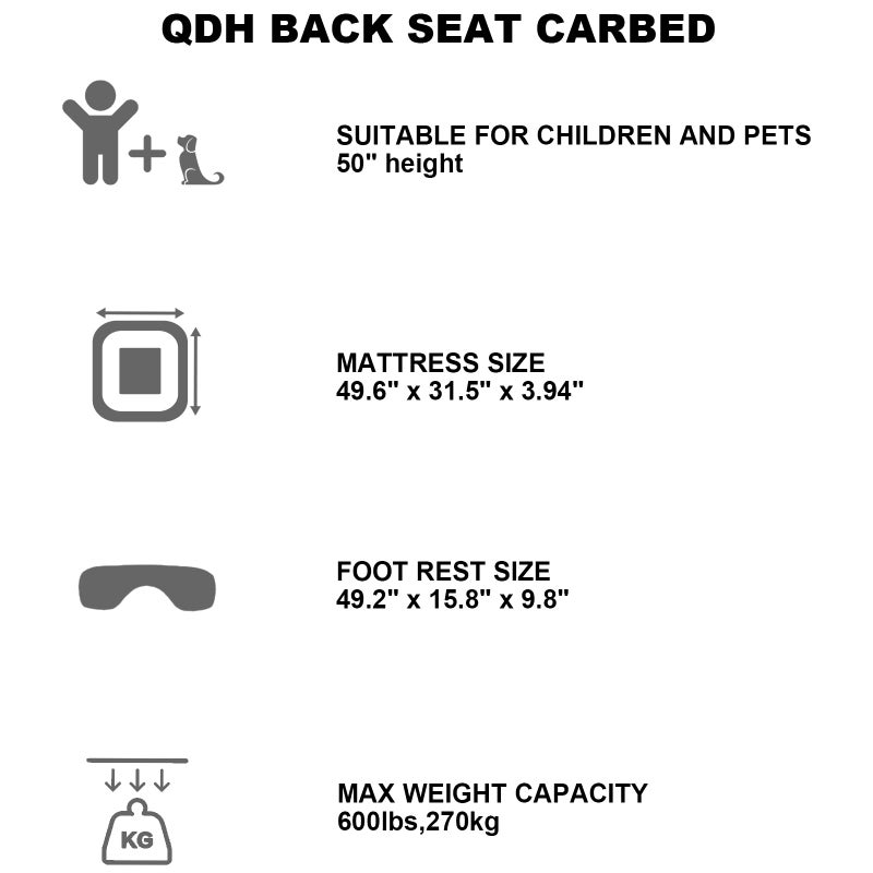 QDH Car Air Mattress Portable Car Bed Back Seat Camping Bed Inflatable Dog Bed for Car Universal SUV Camping Mattress with Car Air Pump 2 Pillows (Black) - Image 3